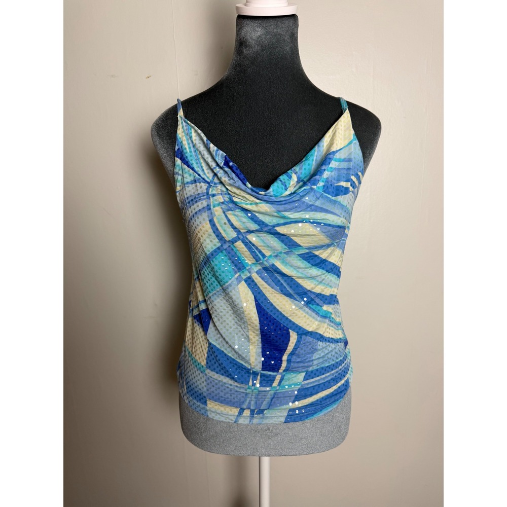Rue 21 vintage Abstract Sequin Cowl Neck Camisole tank Y2K festival Coachella M